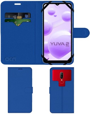 ACM Flip Cover for Lava Yuva 2 Pro(Blue, Cases with Holder, Pack of: 1)