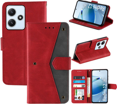 Autofocus Flip Cover for Redmi 12 5G(Red, Camera Bump Protector, Pack of: 1)