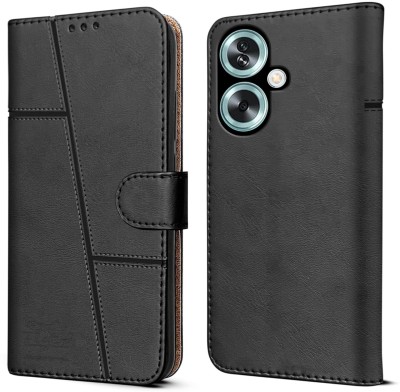 SnapStar Flip Cover for Oppo A59 5G(Premium Leather Material | Built-in Stand | Card Slots and Wallet)(Black, Dual Protection, Pack of: 1)