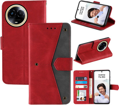 Autofocus Flip Cover for Realme 11x 5G, Realme C67 5G(Red, Camera Bump Protector, Pack of: 1)