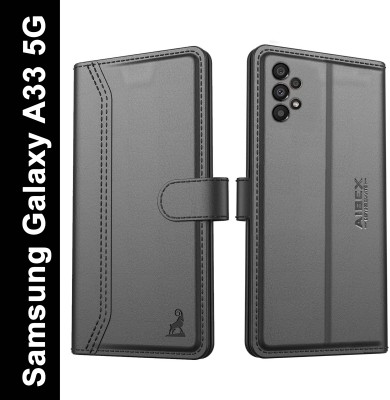 AIBEX Flip Cover for Samsung Galaxy A33 5G|Vegan PU Leather |Foldable Stand & Pocket(Black, Cases with Holder, Pack of: 1)