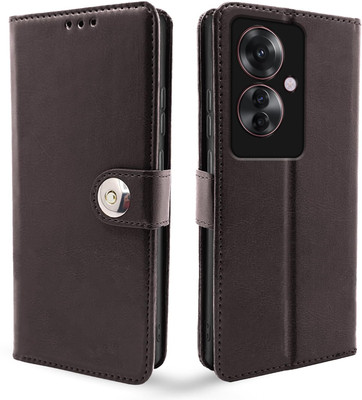 Pikkme Flip Cover for OPPO F25 Pro 5G(Brown, Cases with Holder, Pack of: 1)