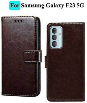 Aarov Flip Cover for Samsung Galaxy F23 5G(Brown, Dual Protection, Pack of: 1)