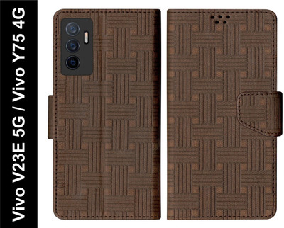 SBMS Flip Cover for Vivo V23E 5G / Vivo Y75 4G(Brown, Shock Proof, Pack of: 1)