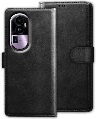 Xester Flip Cover for OPPO RENO 10 PRO PLUS 5G |Vegan PU Leather |Foldable Stand & Pocket |Magnetic Closure(Black, Dual Protection, Pack of: 1)