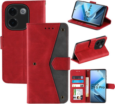 Autofocus Flip Cover for iQOO Z9s Pro 5G(Red, Camera Bump Protector, Pack of: 1)