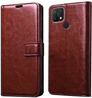 CaseTrendz Flip Cover for Realme C25 Y Wallet Design Double Stiched with stand(Brown, Dual Protection, Pack of: 1)