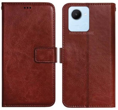 CASETREE Flip Cover for Realme C30S leather cover(Brown, Grip Case, Pack of: 1)