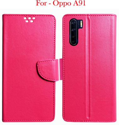 Toklot Flip Cover for Oppo A91(Pink, Pack of: 1)