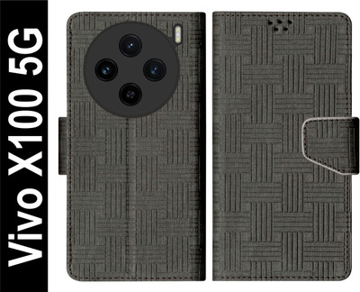 SBMS Flip Cover for Vivo X100 5G Back Cover Case with Magnatic Closure(Black, Shock Proof, Pack of: 1)