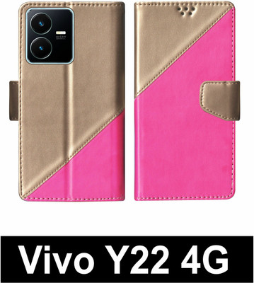korumacase Flip Cover for Vivo Y22 4G Multicolor(Pink, Shock Proof, Pack of: 1)