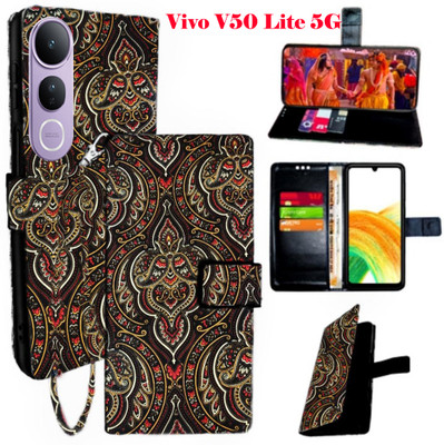 Mxkart Flip Cover for Vivo V50 Lite 5G(Brown, Pack of: 1)