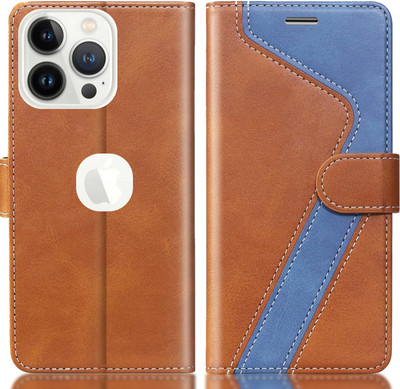 TWIGLO Flip Cover for Apple iPhone 14(Brown, Blue, Dual Protection, Pack of: 1)