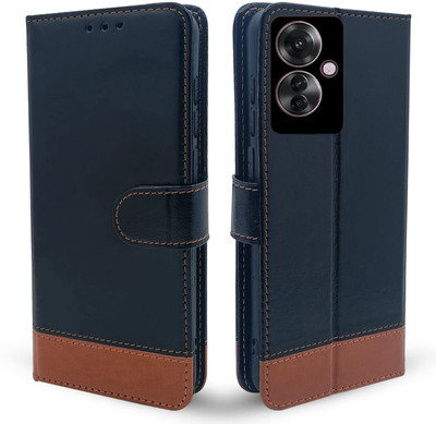 SESS XUSIVE Flip Cover for Oppo F25 Pro 5G -Dual-Color Leather Finish Wallet - Black & Brown(Brown, Dual Protection)