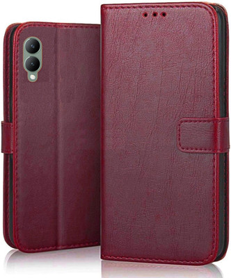 Luxury Counter Flip Cover for Vivo Y28 5G, Y17s | Top Notch Business Class Wallet Back Cover Case(Red, Magnetic Case, Pack of: 1)