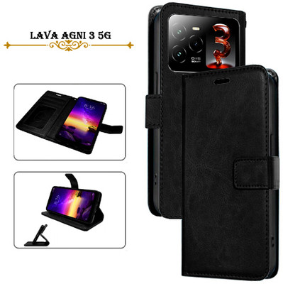 Asmart Flip Cover for Lava Agni 3 5G(Black, Pack of: 1)