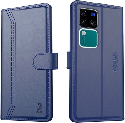 AIBEX Flip Cover for Vivo V30 Pro 5G / Vivo V30 5G|Vegan PU Leather |Foldable Stand & Pocket |Magnetic Closure(Blue, Cases with Holder, Pack of: 1)
