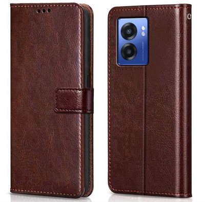 WOW Imagine Flip Cover for Realme Narzo 50 5G | Oppo K10 5G (Flexible | Leather Finish | Card Wallet & Stand |(Brown, Magnetic Case, Pack of: 1)