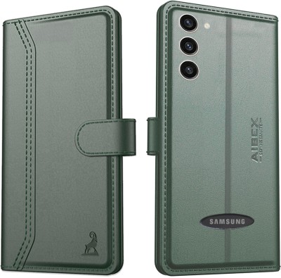 AIBEX Flip Cover for Samsung Galaxy S23 Plus 5G|Vegan PU Leather |Foldable Stand & Pocket |Magnetic Closure(Green, Cases with Holder, Pack of: 1)
