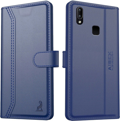 AIBEX Flip Cover for Vivo Y95 / Vivo Y93 / Vivo Y91|Premium Leather Finish | Magnetic Closure | Kickstand(Blue, Magnetic Case, Pack of: 1)