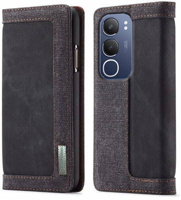 Perkie Flip Cover for vivo Y29 5G(Black, Dual Protection)