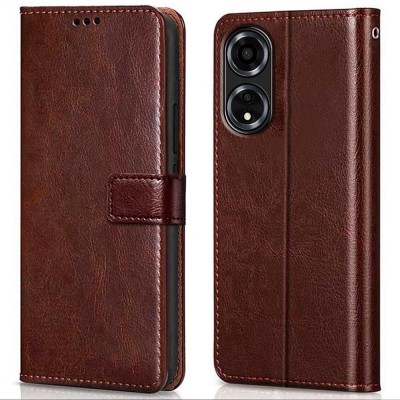 Fastship Flip Cover for OPPO A59 5G(Brown, Magnetic Case, Pack of: 1)
