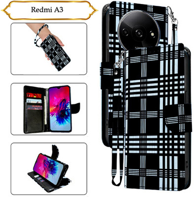 Asmart Flip Cover for Redmi A3(Black, Pack of: 1)