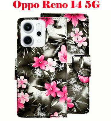 Realgo Flip Cover for Oppo Reno 14 5G(Black, Pack of: 1)
