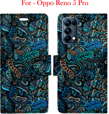 Toklot Flip Cover for Oppo Reno 5 Pro(Blue, Pack of: 1)