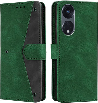 Takshiv Deal Flip Cover for OPPO Reno 8T 5G|Premium Dual-Color Leather Finish(Green, Dual Protection, Pack of: 1)