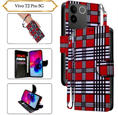 PARGO Flip Cover for Vivo T2 Pro 5G(Red, Pack of: 1)