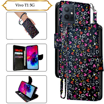 Asmart Flip Cover for Vivo T1 5G(Black, Pack of: 1)