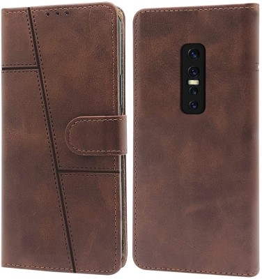spaziogold Flip Cover for Vivo V17 Pro(premium leather materiasl | 360-Degree protection | Card slots and wallet)(Brown, Dual Protection, Pack of: 1)