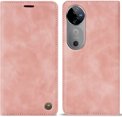 Clickcase Flip Cover for vivo V40 5G(Pink, Dual Protection)