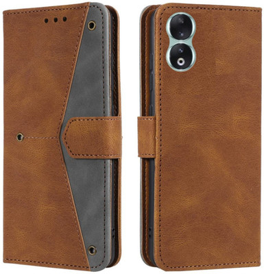 Sasta nd Badia Flip Cover for Honor 90 5G(Brown, Shock Proof, Pack of: 1)