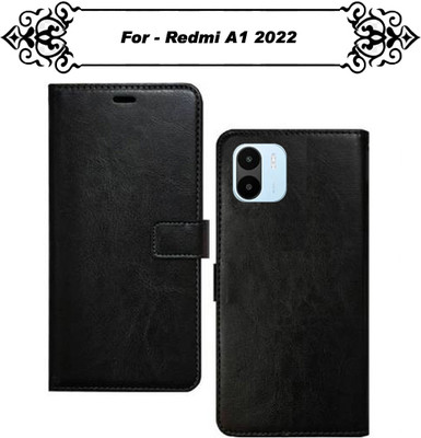 Asmart Flip Cover for Redmi A1 2022(Black, Pack of: 1)