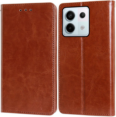 Unistuff Flip Cover for Redmi Note 13 Pro 5G(Brown, Dual Protection, Pack of: 1)