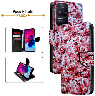 Asmart Flip Cover for Poco F4 5G(Red, Pack of: 1)