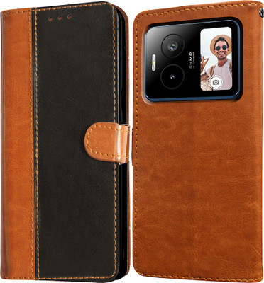 Casotec Flip Cover for Lava Blaze Duo 5G(Black, Pack of: 1)