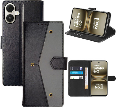 Aaghosh Flip Cover for Tecno Spark Go 2(Black, Shock Proof, Pack of: 1)