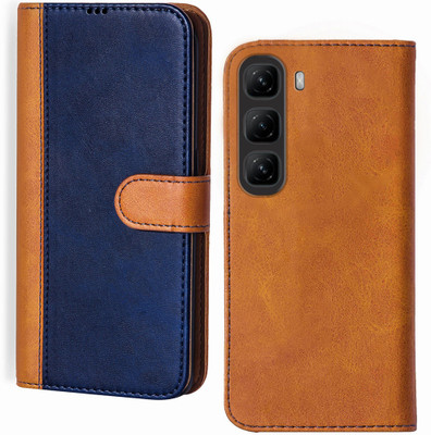 Flipkart SmartBuy Flip Cover for Infinix Hot 50 5G(Blue, Brown, Dual Protection, Pack of: 1)