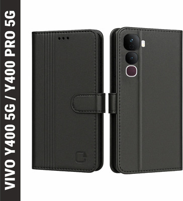 AIBEX Flip Cover for Vivo Y400 Pro 5G|Inbuilt Wallet & Card Slots|Premium Leather Magnetic Case(Black, Card Holder, Pack of: 1)