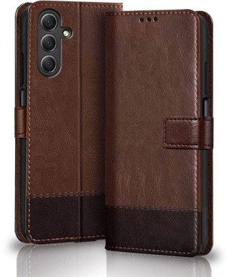 SESS XUSIVE Flip Cover for Samsung Galaxy A35 5G -Dual-Color Leather Finish Wallet - Brown & Coffee(Brown, Dual Protection)