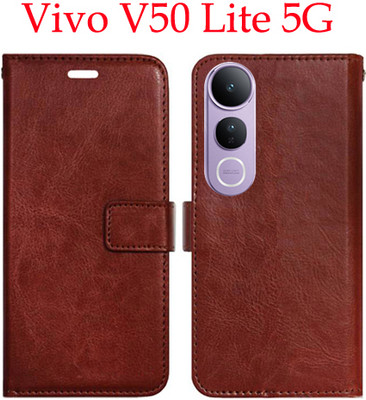 Toklot Flip Cover for Vivo V50 Lite 5G(Brown, Pack of: 1)