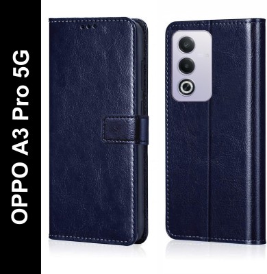 Cockcrow Flip Cover for OPPO A3 Pro 5G(Blue, Shock Proof, Pack of: 1)