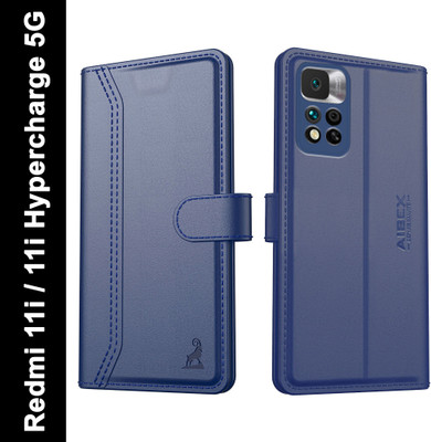 AIBEX Flip Cover for Redmi 11i 5G / Redmi 11i 5G Hypercharge| Premium Leather Finish | Magnetic Closure(Blue, Magnetic Case, Pack of: 1)
