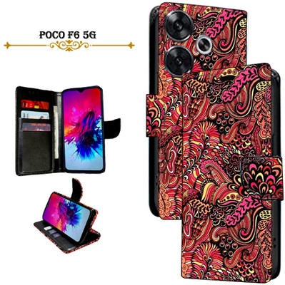 Asmart Flip Cover for Poco F6 5G(Red, Pack of: 1)