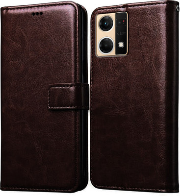 Casotec Flip Cover for Oppo F21 Pro 4G(Brown, Pack of: 1)