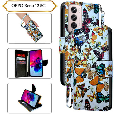Asmart Flip Cover for OPPO Reno 12 5G(White, Pack of: 1)