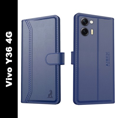 AIBEX Flip Cover for Vivo Y36 4G|Vegan PU Leather |Foldable Stand & Pocket |Magnetic Closure(Blue, Cases with Holder, Pack of: 1)
